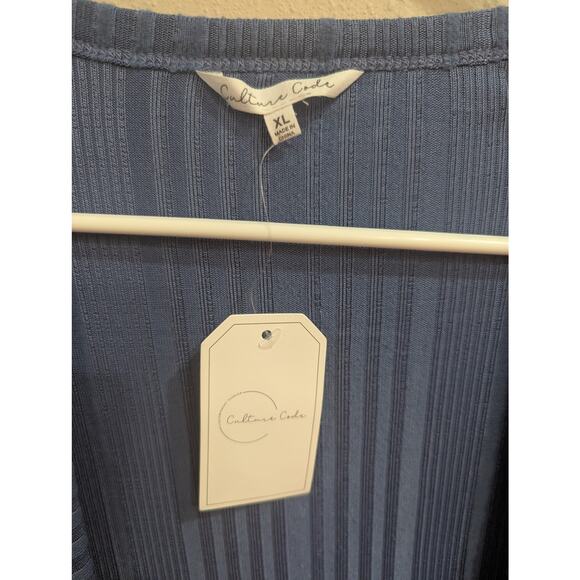 Super soft duster cardigan w/blue & white stripes w/pockets size XL Culture Club - Picture 2 of 9